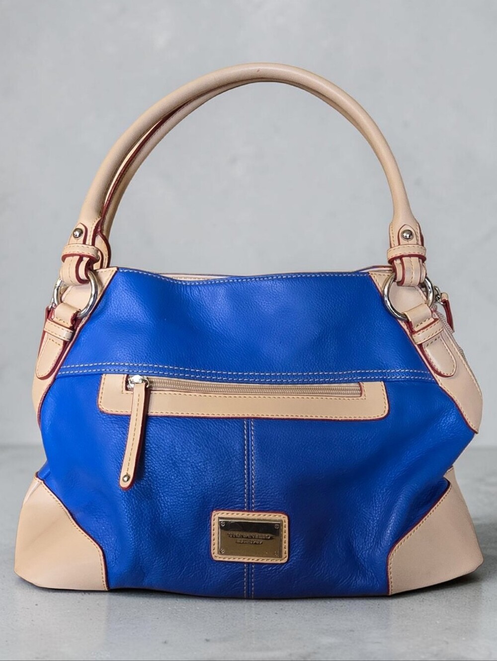 Tignanello All Star Royal Blue Pebbled Leather Shoulder Bag